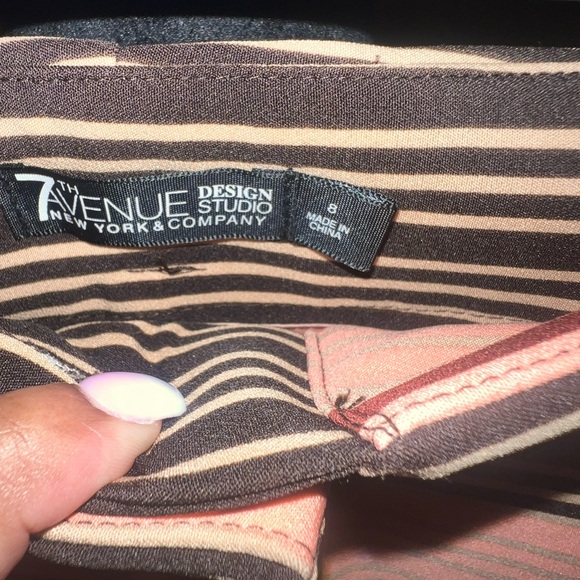 Pink/brown/green button trousers w/ tie belt - Picture 4 of 5